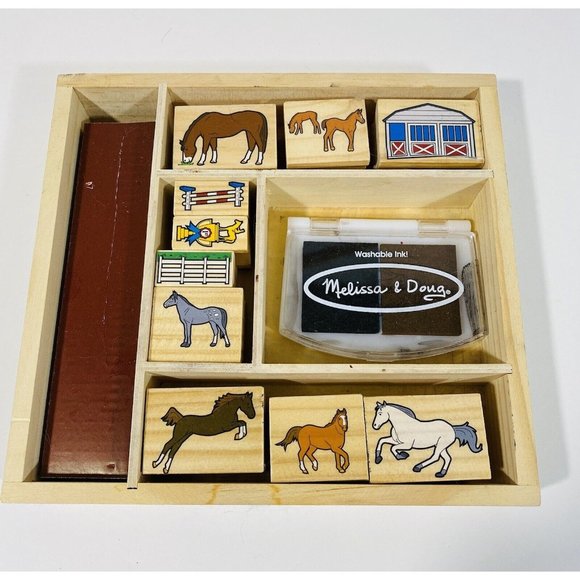 Melissa & Doug Other - Melissa & Doug Horse Equestrian Wood Mounted Rubber Stamps 10 Count Pony Art